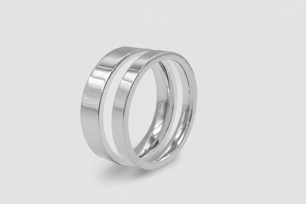 Flat Band Ring Set (Silver)