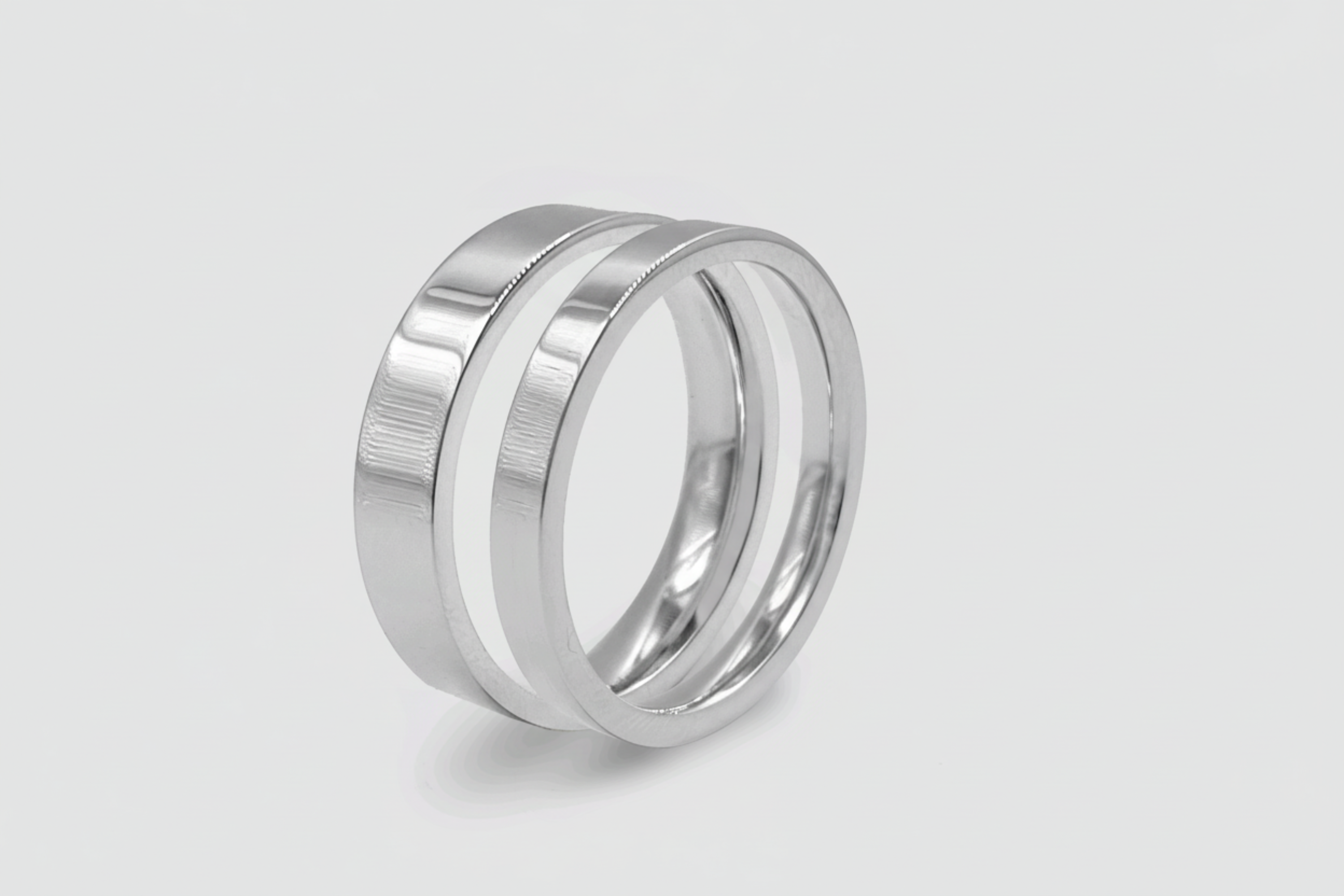 Flat Band Ring Set (Silver)
