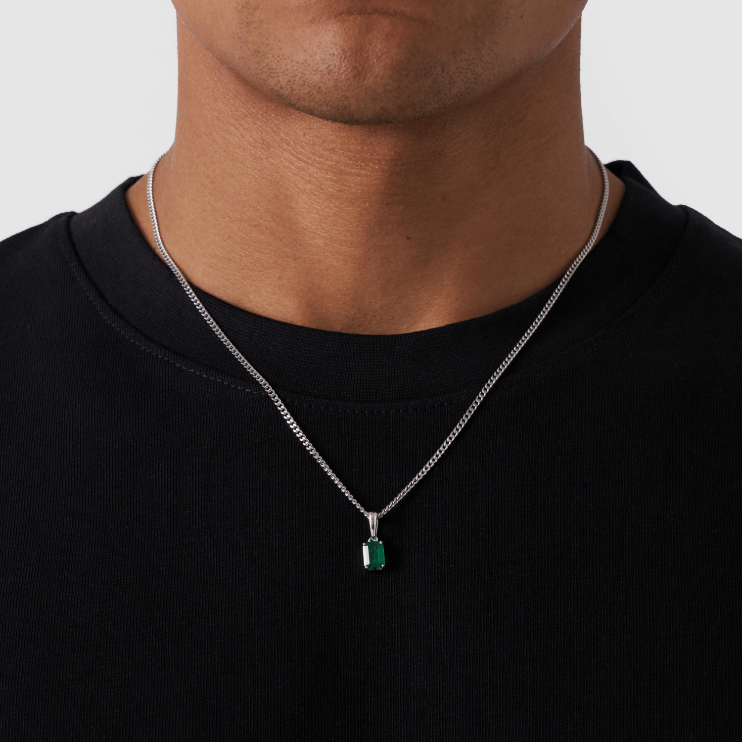 Emerald Stone Pendant (Silver)