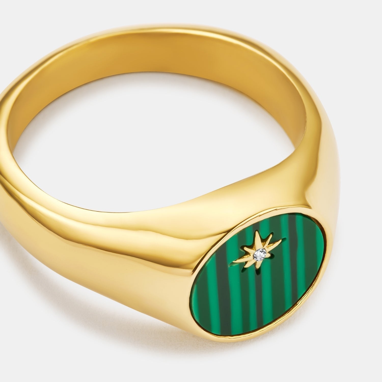 Malachite North Star Signet Ring (Gold)