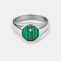 Malachite North Star Signet Ring (Silver)