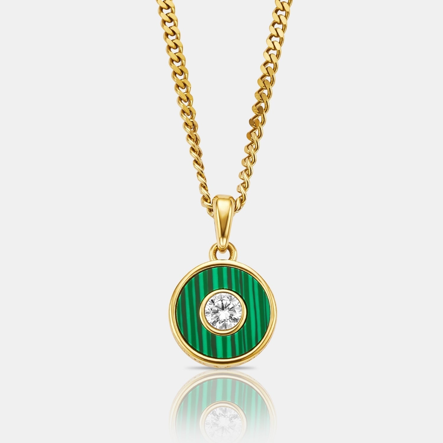 Malachite Round Gem Pendant (Gold)
