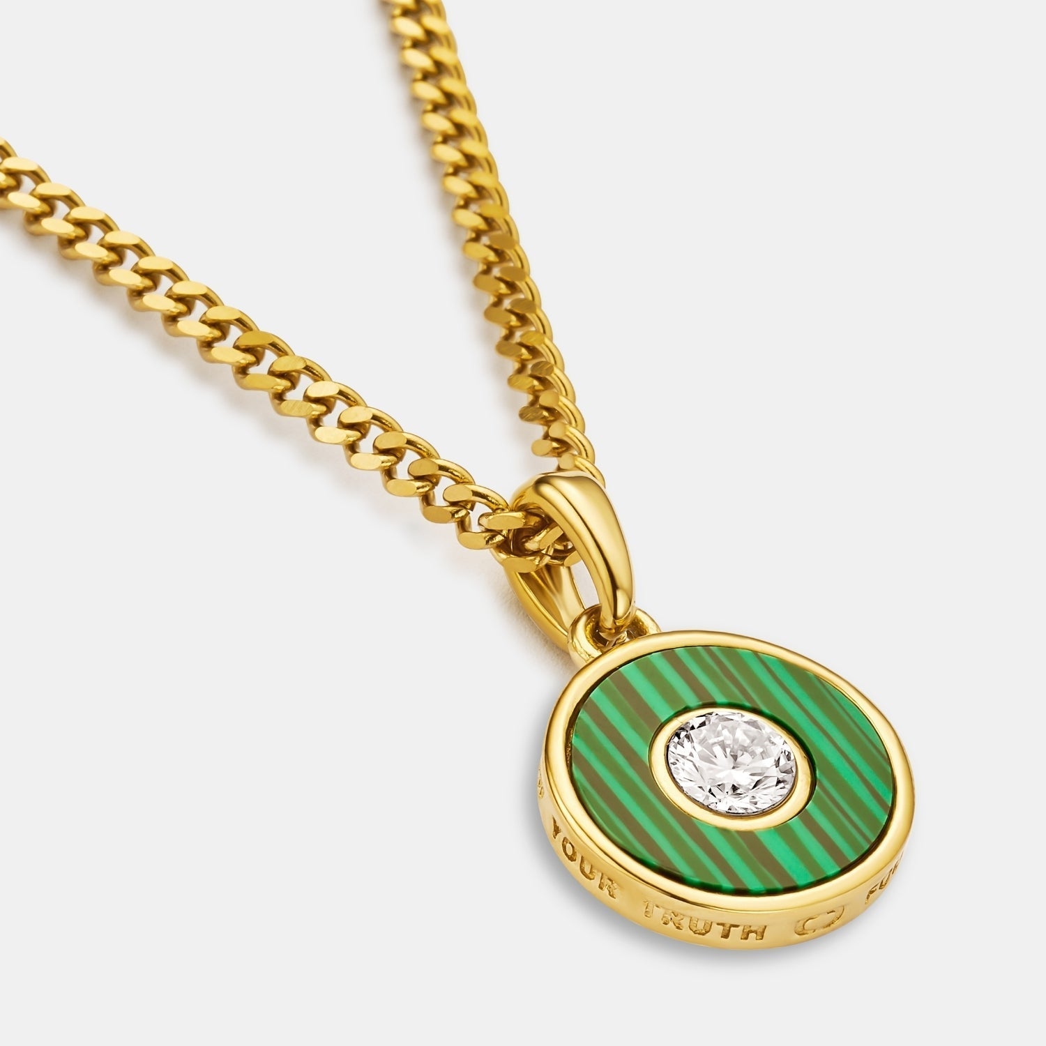 Malachite Round Gem Pendant (Gold)