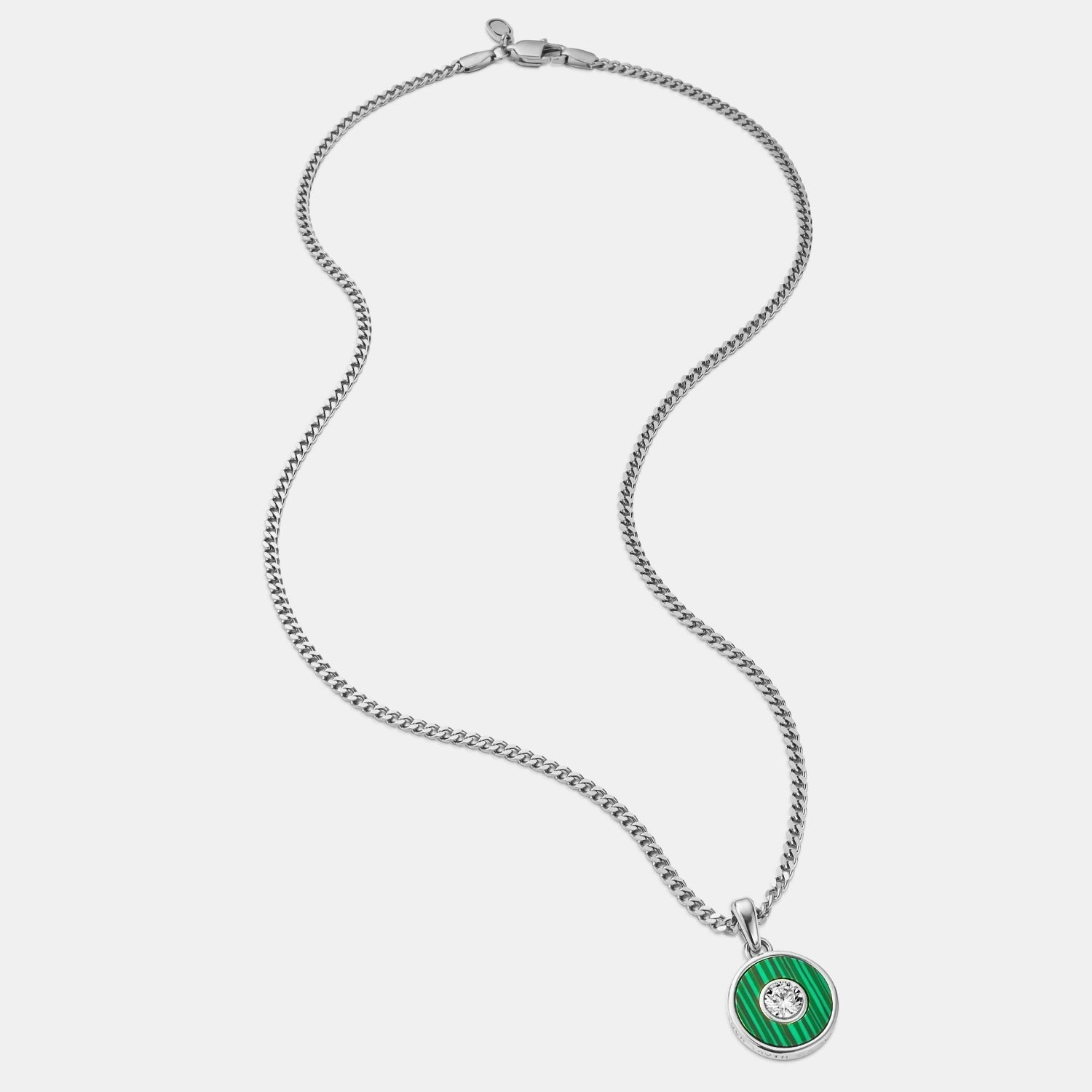 Malachite Round Gem Pendant (Silver)