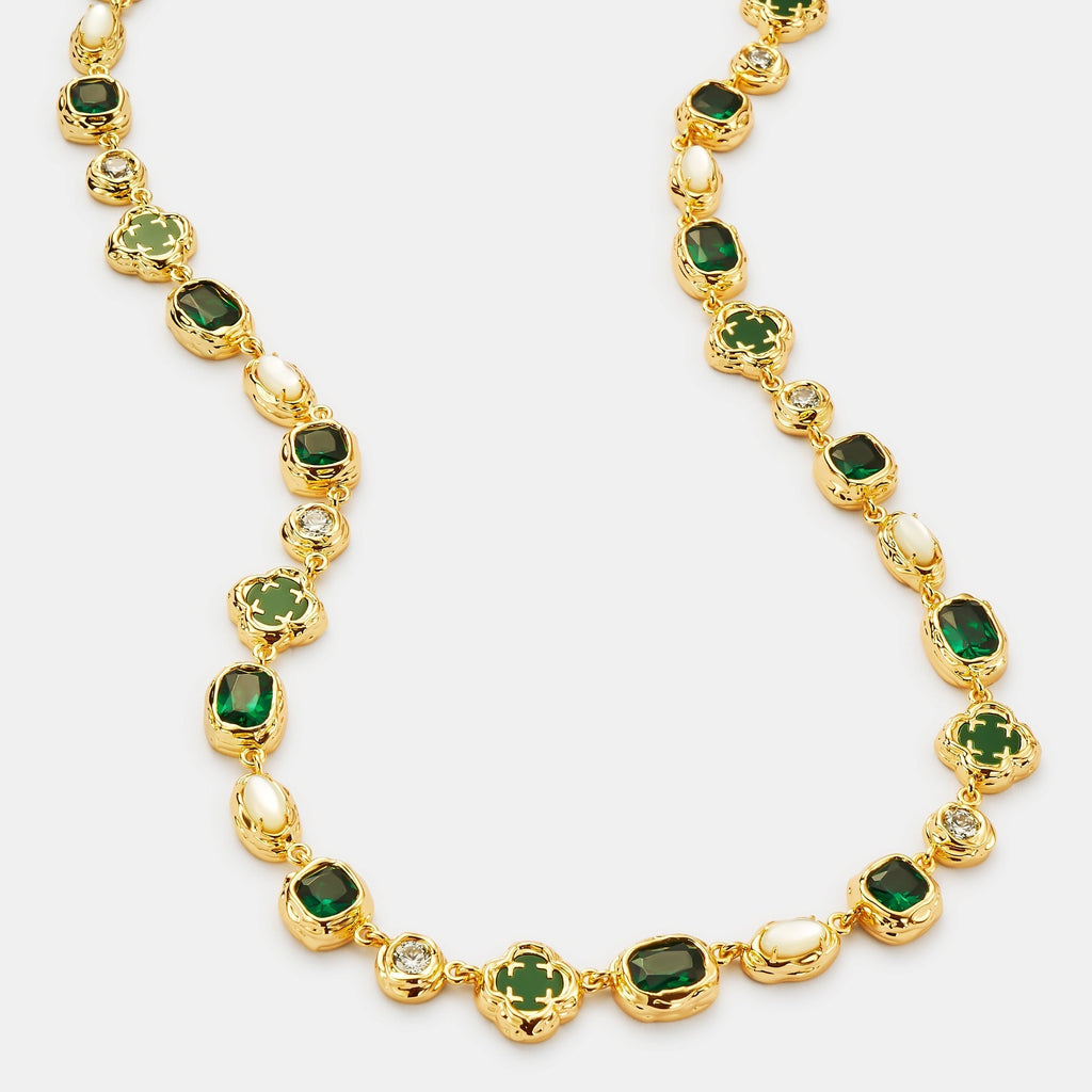 Melted Emerald Gemstone Necklace (Gold)