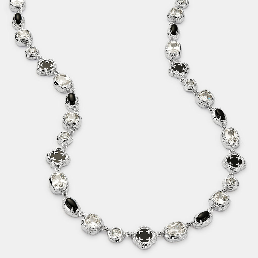 Melted Onyx Gemstone Necklace (Silver)