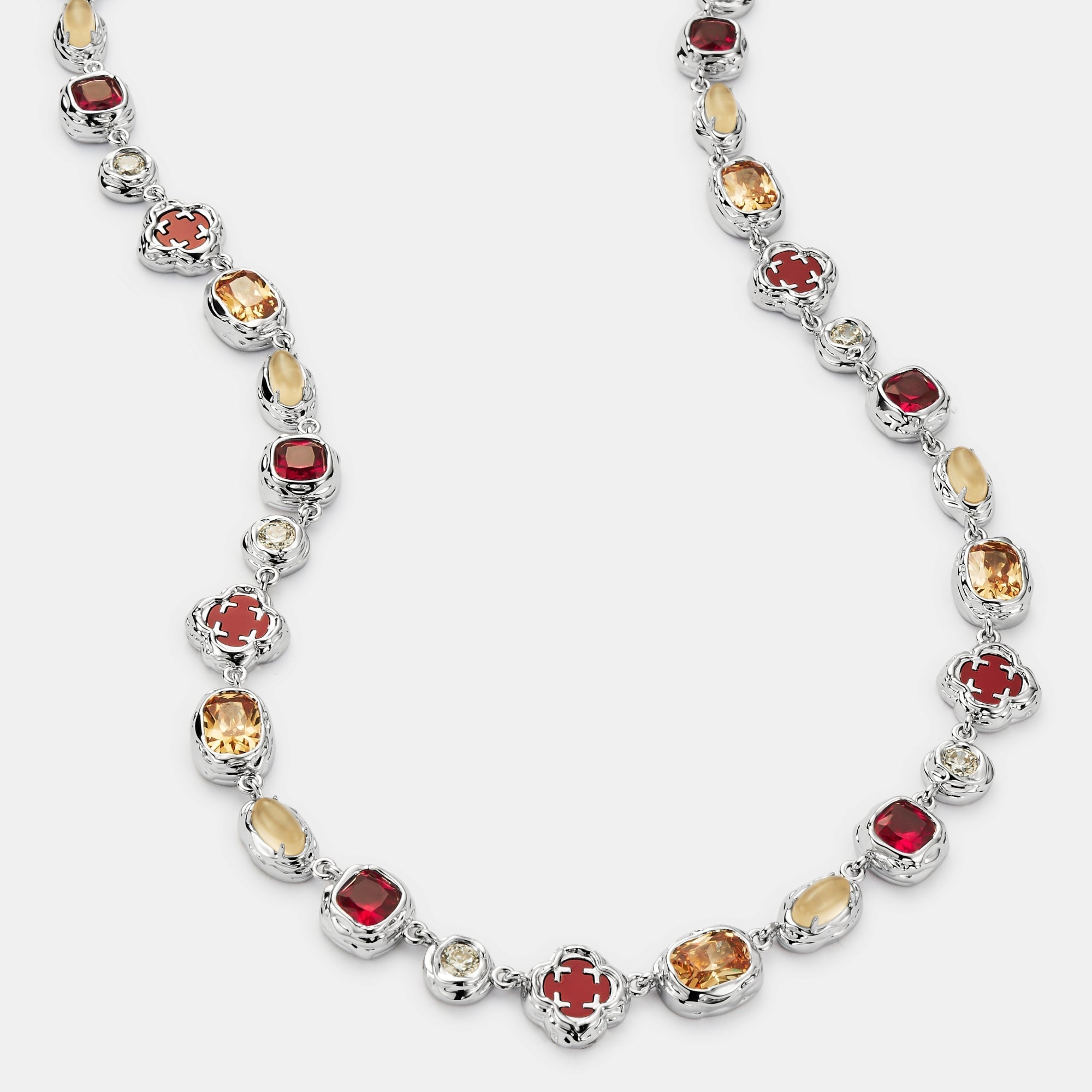 Melted Ruby Gemstone Necklace (Silver)