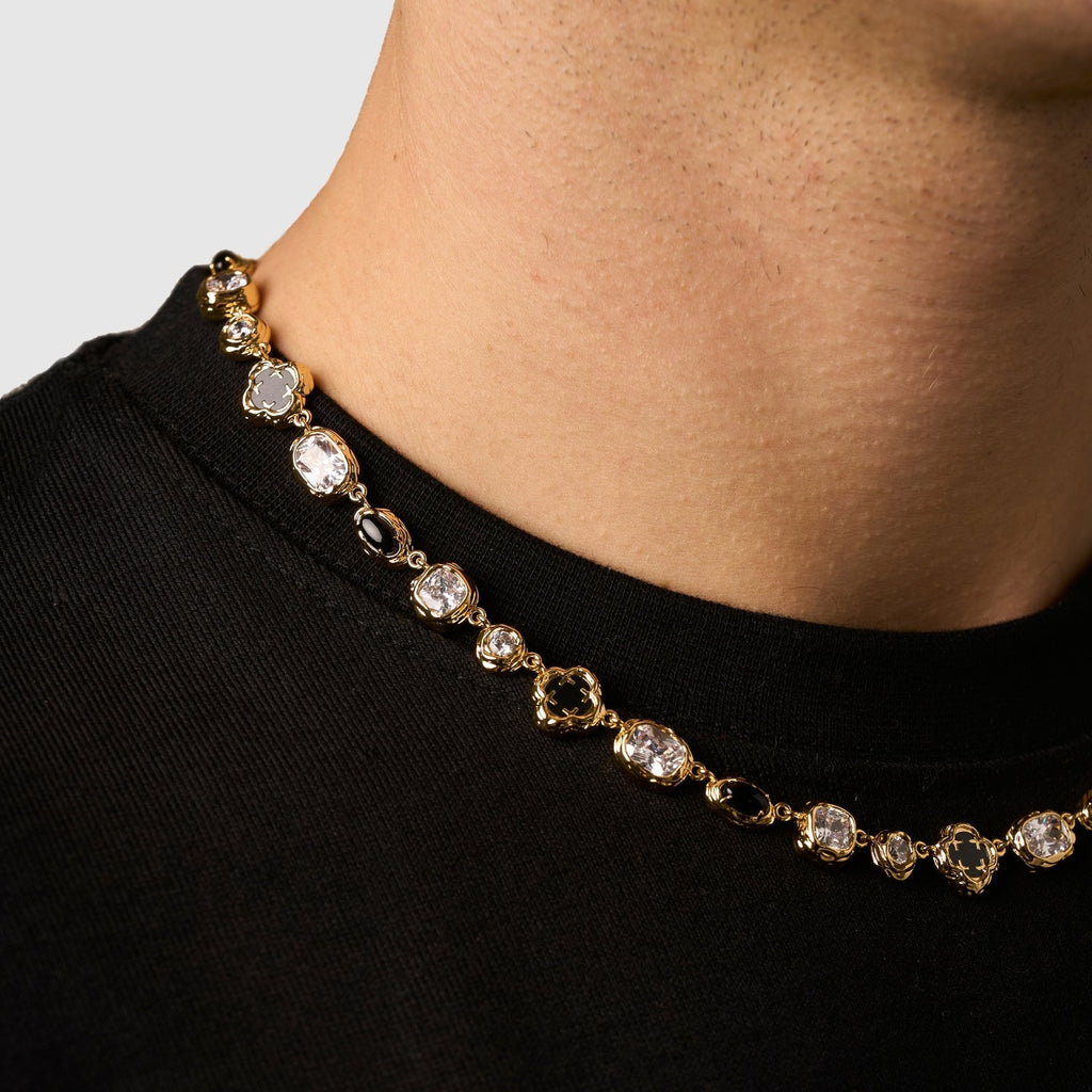 Melted Onyx Gemstone Necklace (Gold)