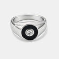 Onyx Round Gem Signet Ring (Silver)