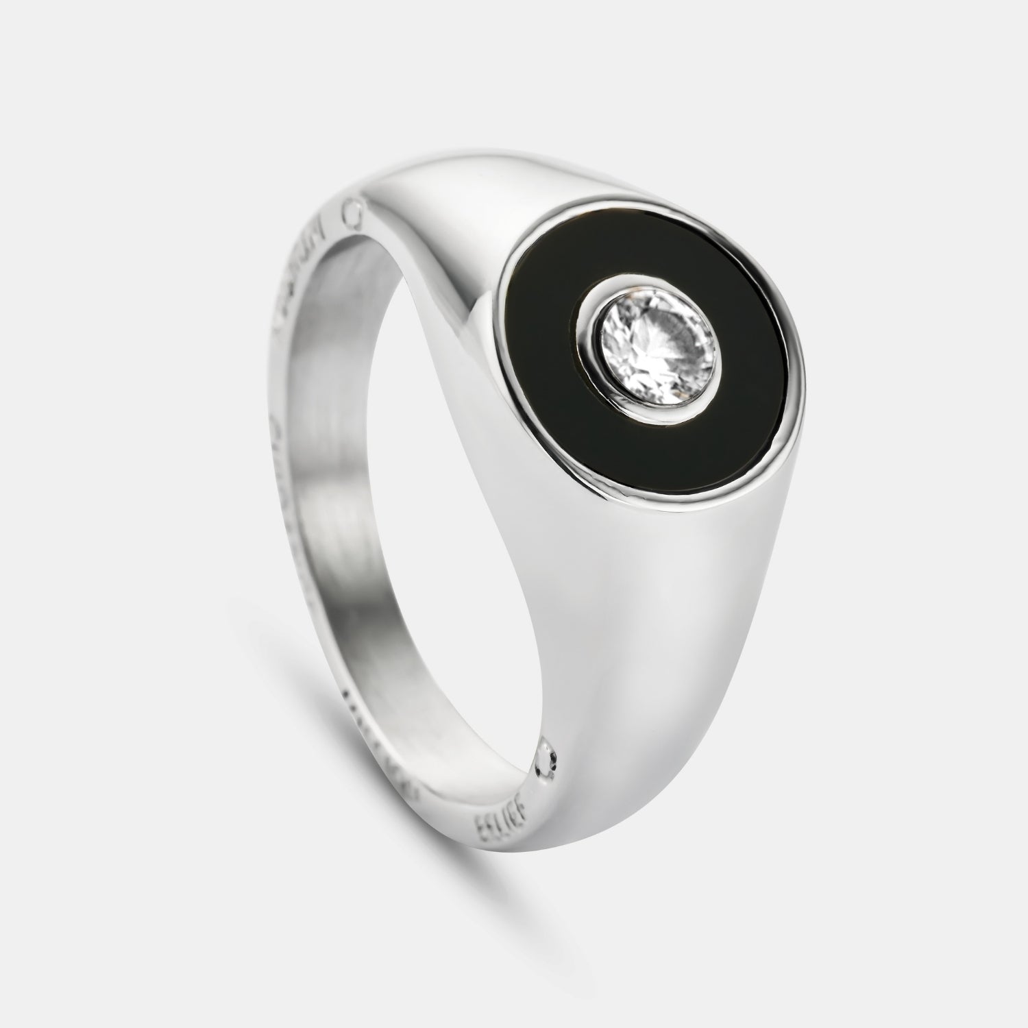 Onyx Round Gem Signet Ring (Silver)