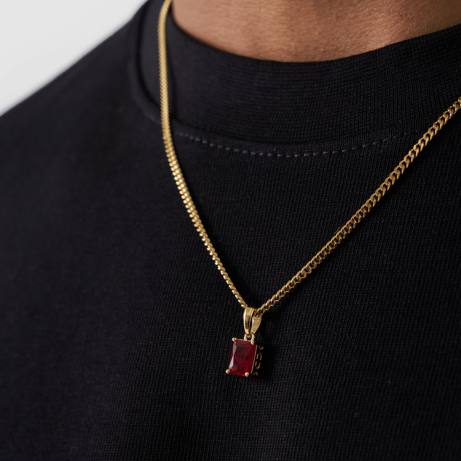 Ruby Stone Pendant (Gold)