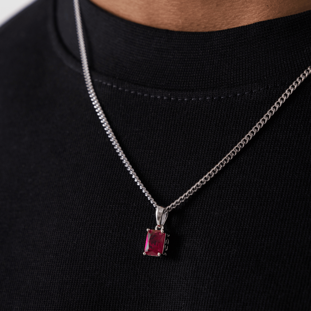 Ruby Stone Pendant (Silver)