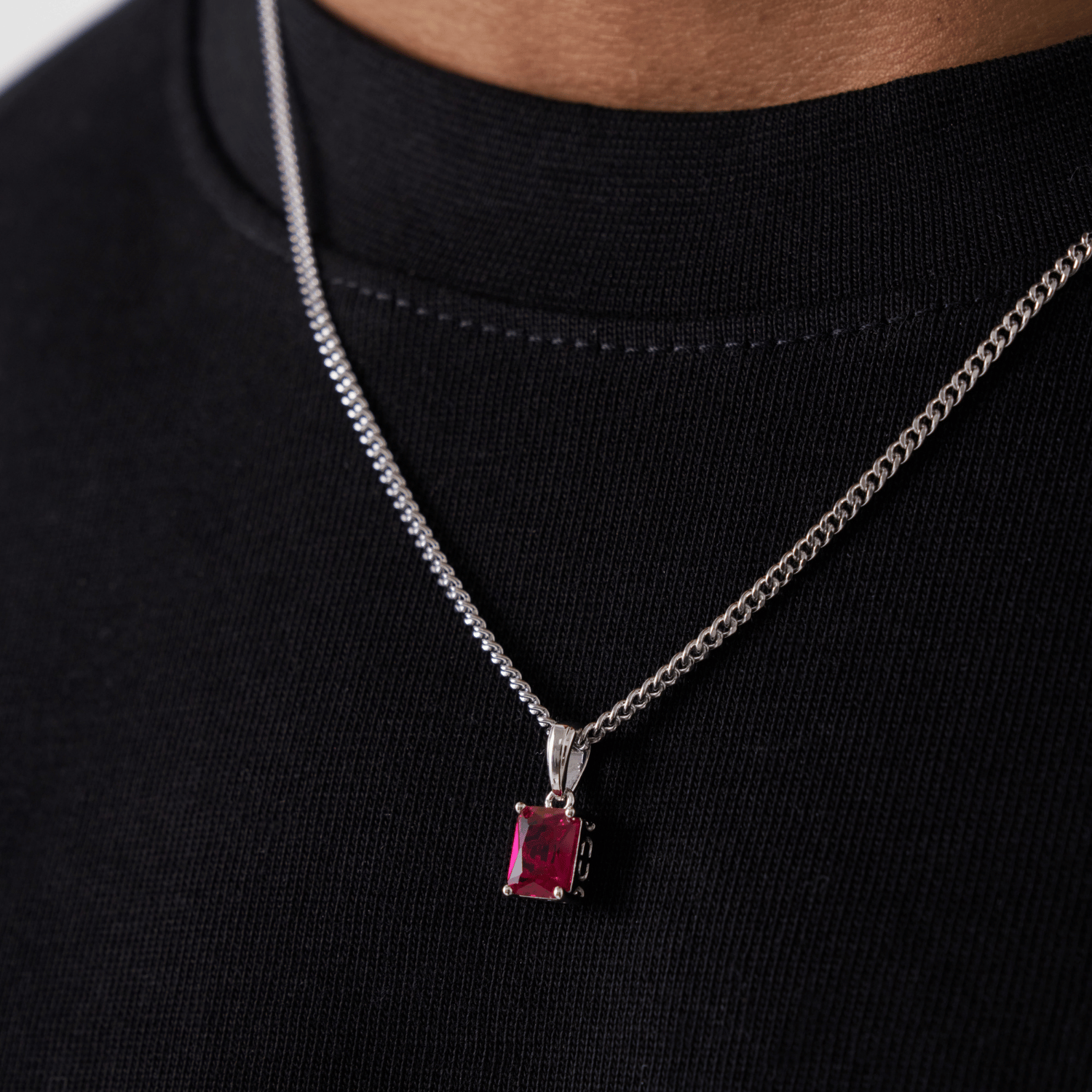 Ruby Stone Pendant (Silver)