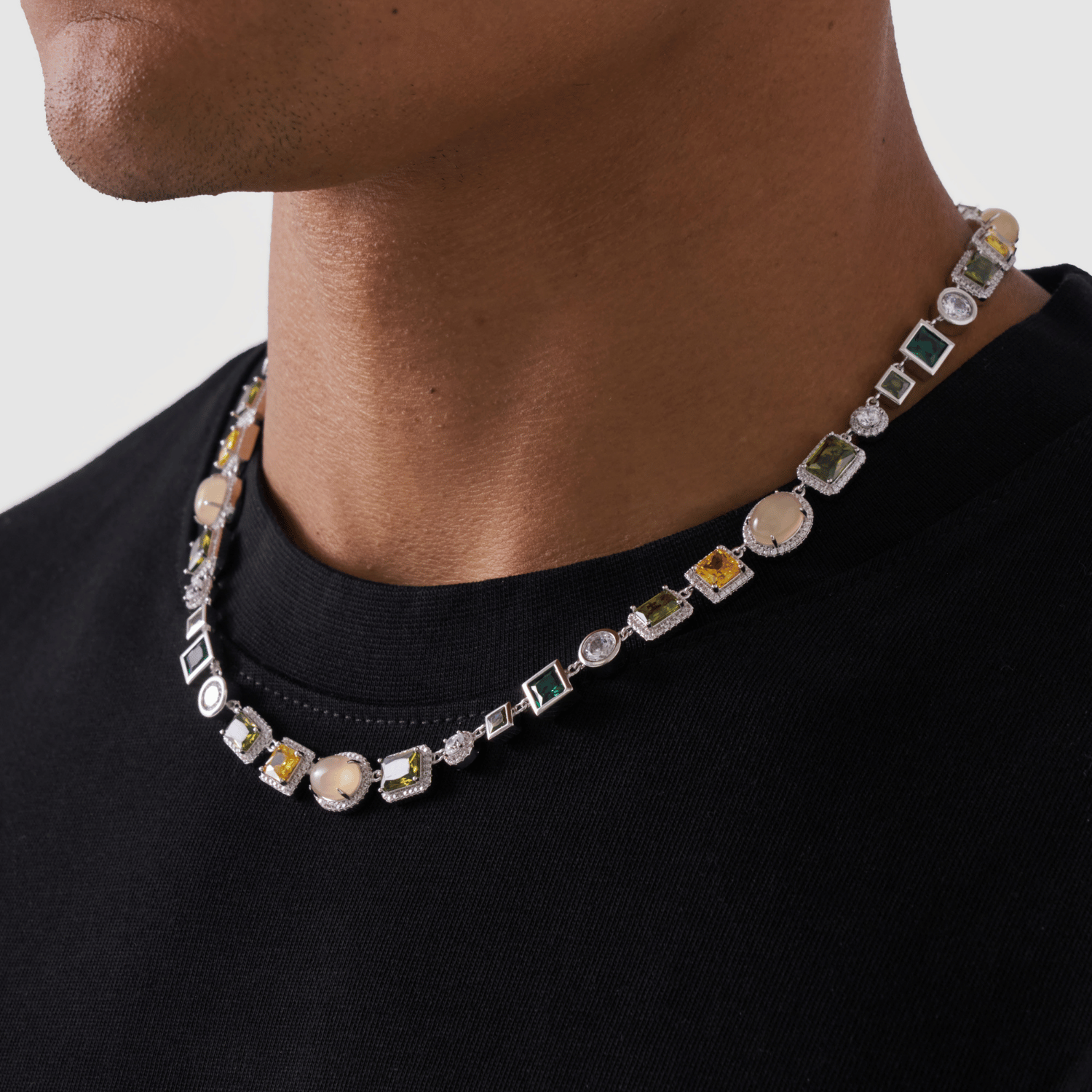 Emerald Gemstone Necklace (Silver)