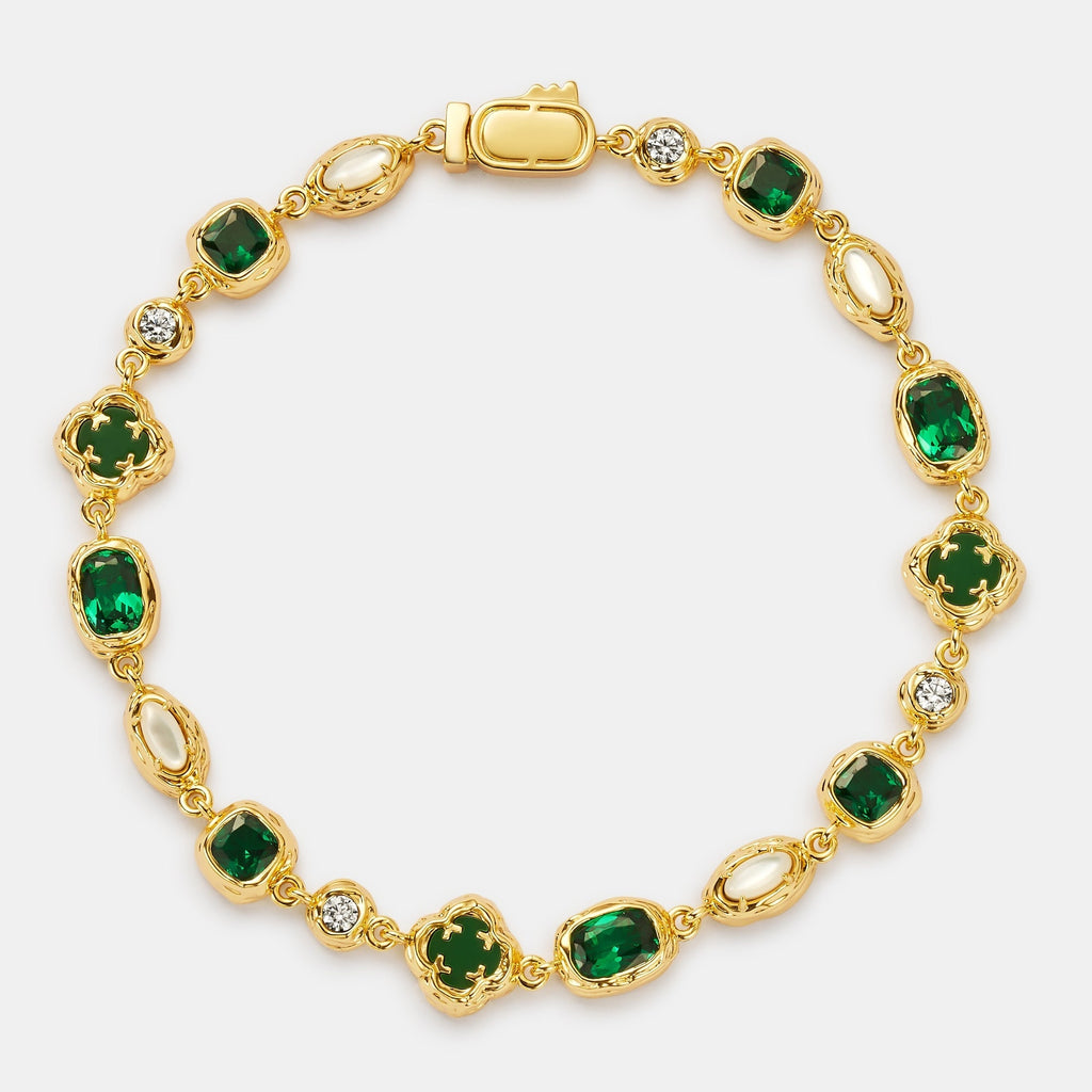 Melted Emerald Gemstone Bracelet (Gold)