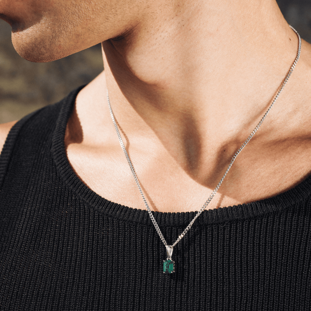 Emerald Stone Pendant (Silver)