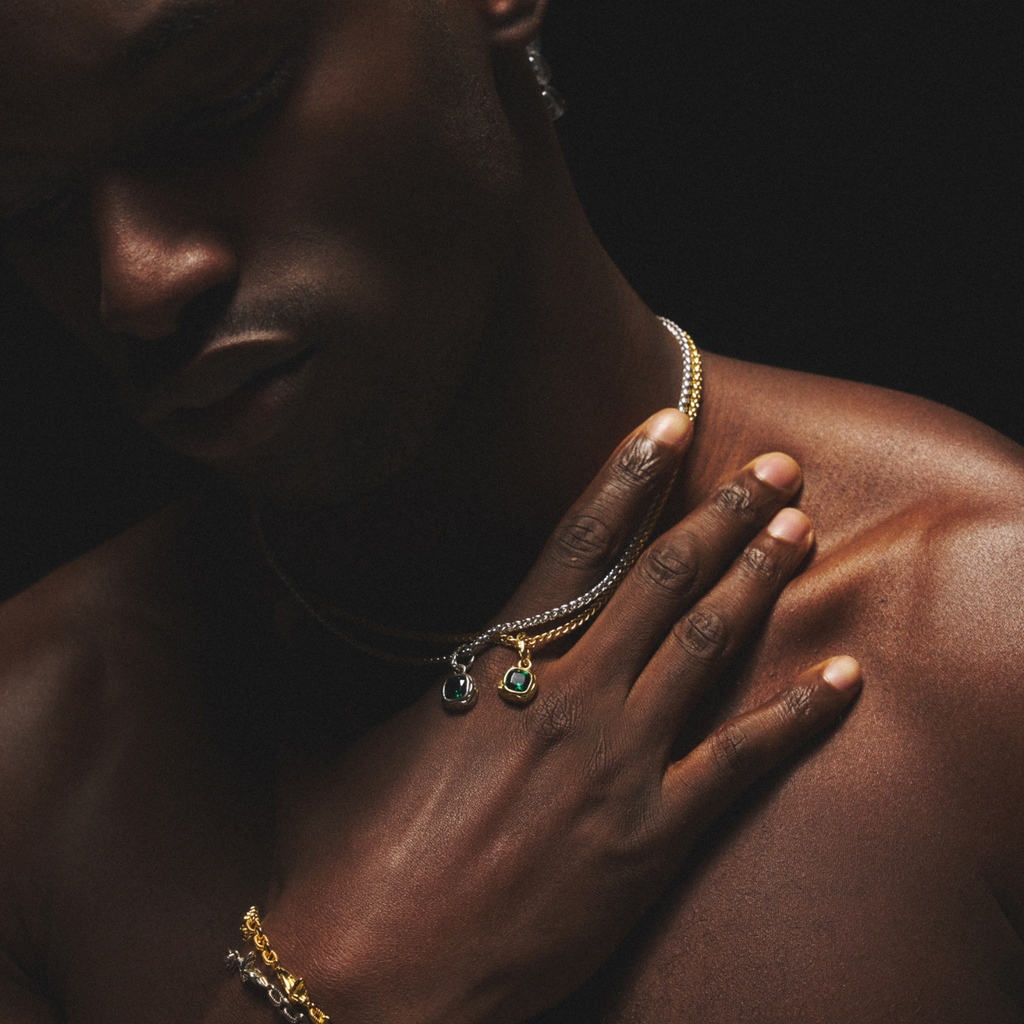 Melted Emerald Stone (18ct Gold) | Sterling Silver