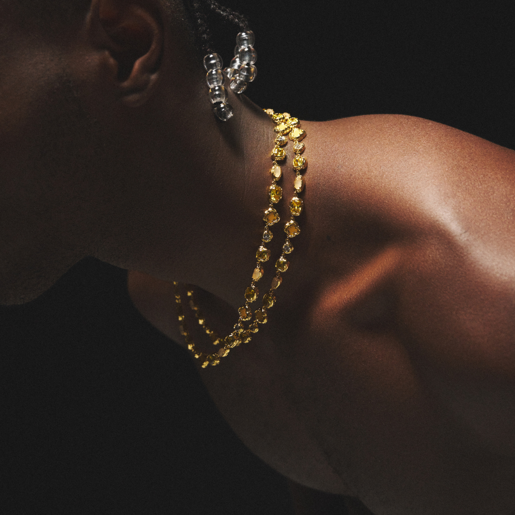 Melted Citrine Gemstone Necklace (Gold)