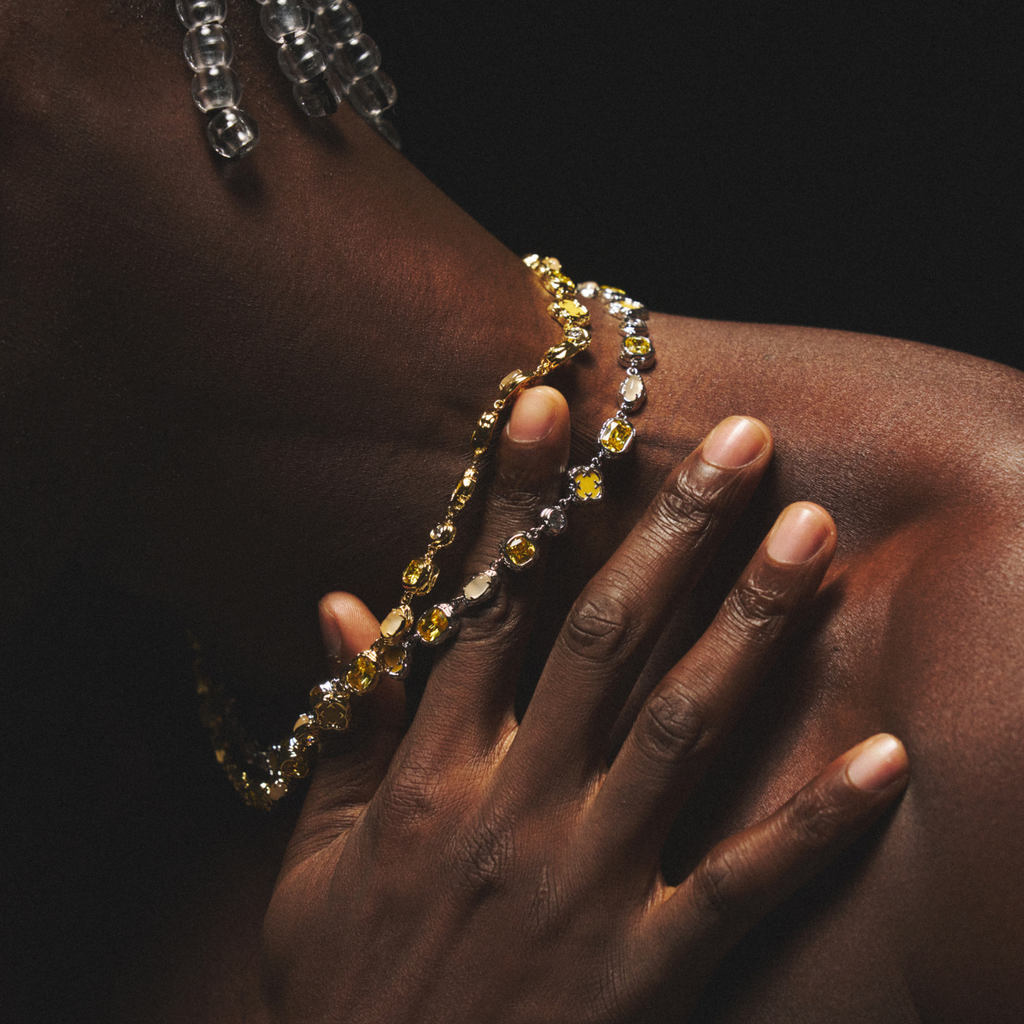 Melted Citrine Gemstone Necklace (Silver)