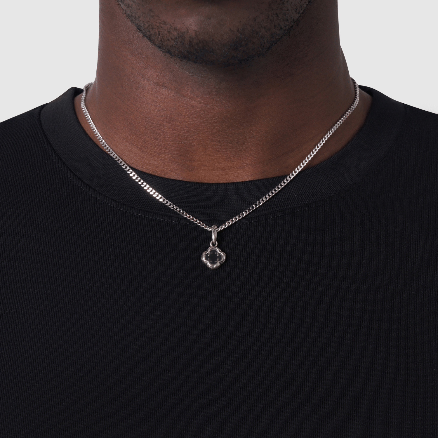 Melted Onyx Clover Stone (Silver) | Sterling Silver