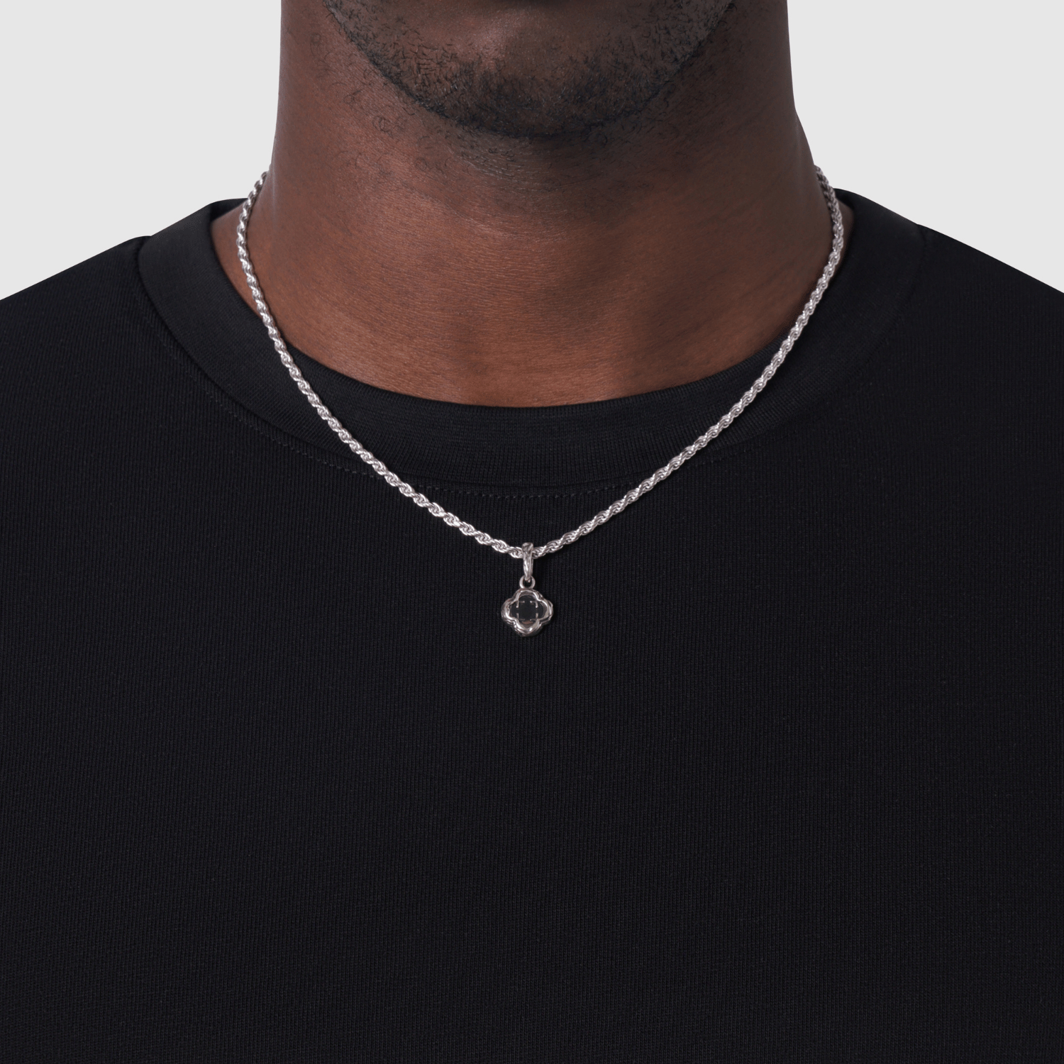 Melted Onyx Clover Stone (Silver) | Sterling Silver