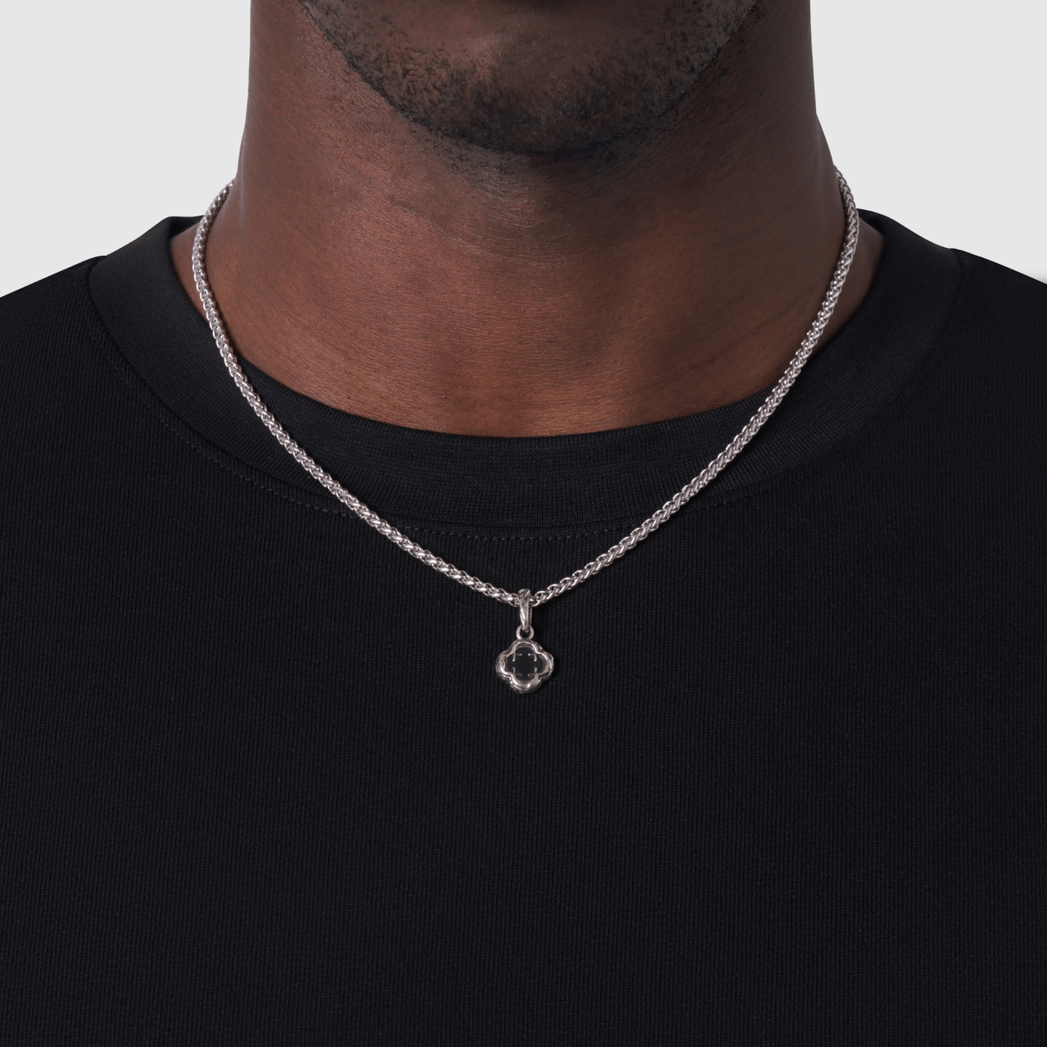 Melted Onyx Clover Stone (Silver) | Sterling Silver