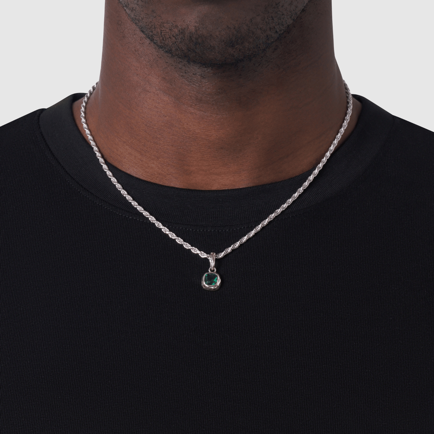 Melted Emerald Stone (Silver) | Sterling Silver