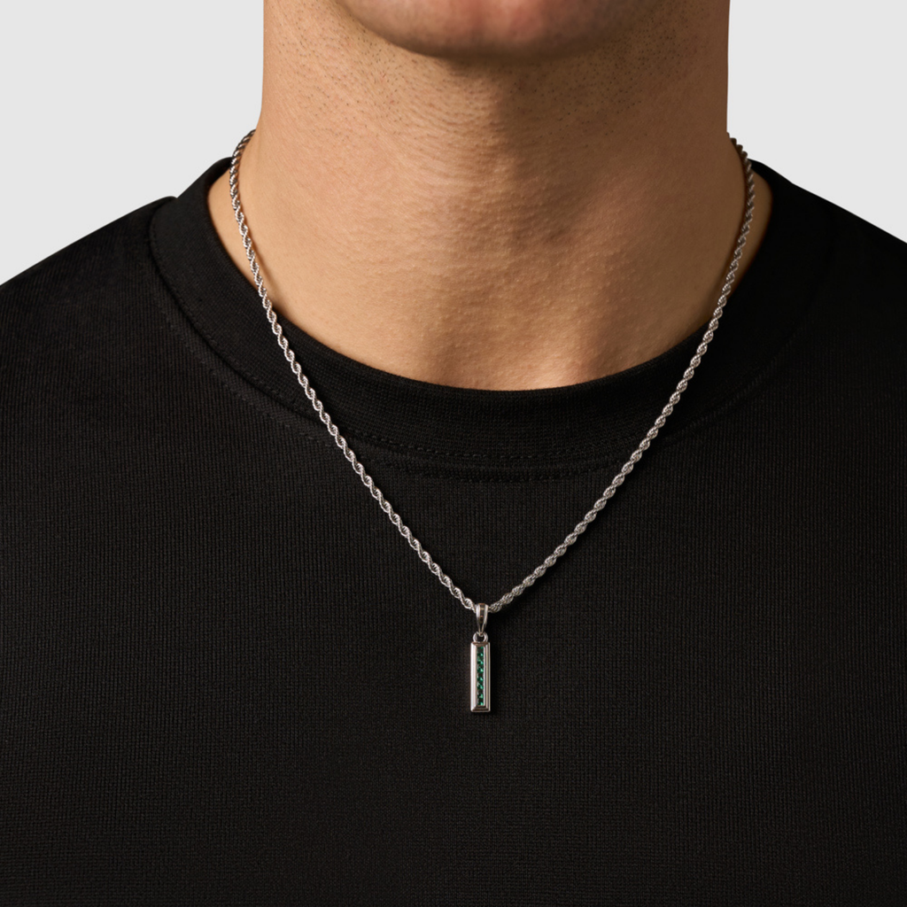 Mini Emerald Stone Totem (Silver)