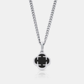 Onyx Clover Stone Pendant (Silver)