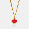 Light Red Clover Stone Pendant (Gold)