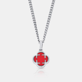 Light Red Clover Stone Pendant (Silver)