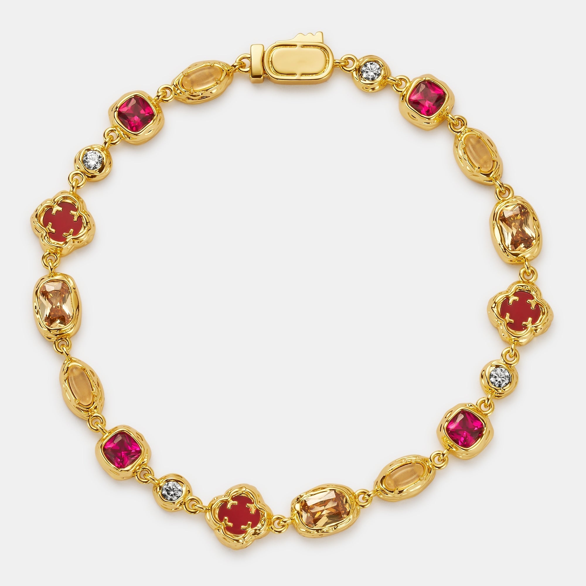 Melted Ruby Gemstone Bracelet (Gold)