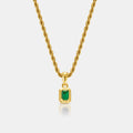 Mini Emerald Stone Rectangle (Gold)