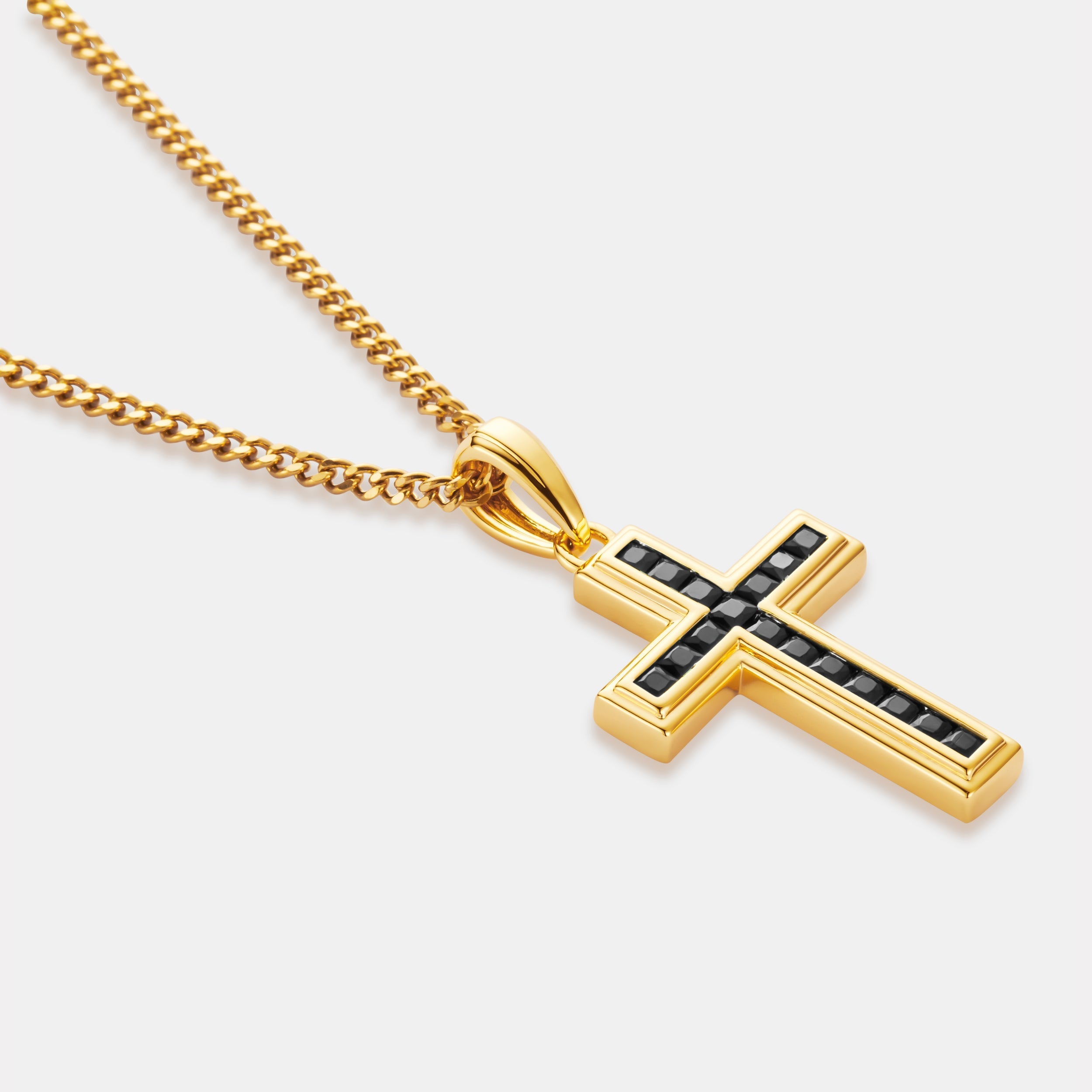 Onyx Stone Cross (Gold)